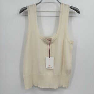 Kilte Collection 100% Washable Cashmere Bijou Tank in Ivory Women's 2-M Medium
